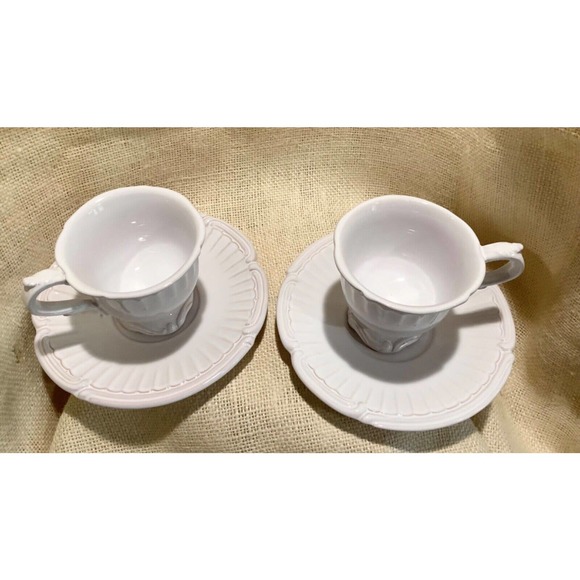 NIDERVILLER France pale lavender pedestal tea coffee cup and saucer set of 2 - Picture 3 of 9